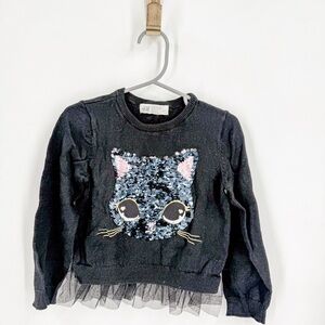 H&M Black Sequin Sweater with Tulle Hem